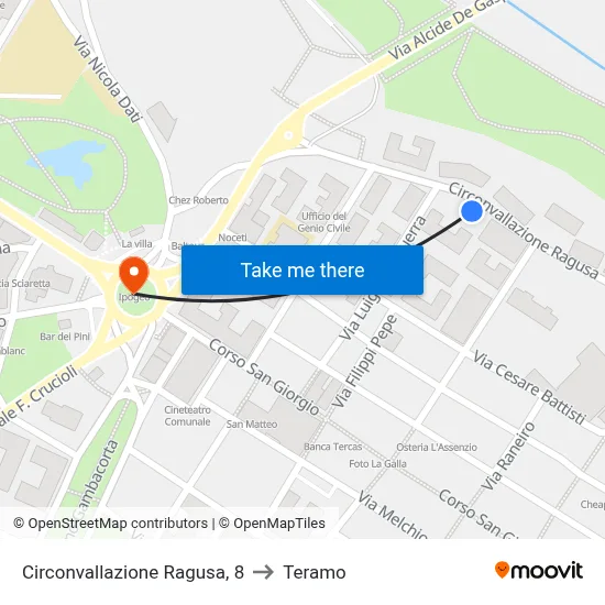 Ragusa Ring Road, 8 to Teramo map