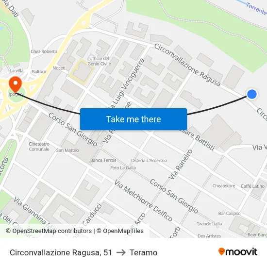 51 Ragusa Ring Road to Teramo map