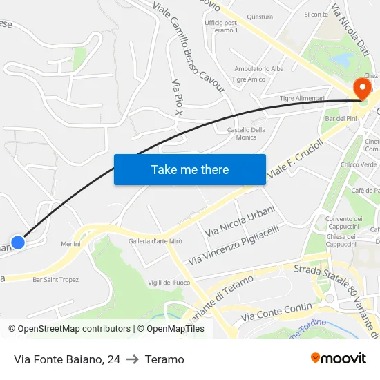 Via Fonte Baiano, 24 to Teramo map