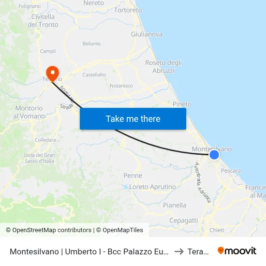 Montesilvano | Umberto I - Bcc Palazzo Europa to Teramo map