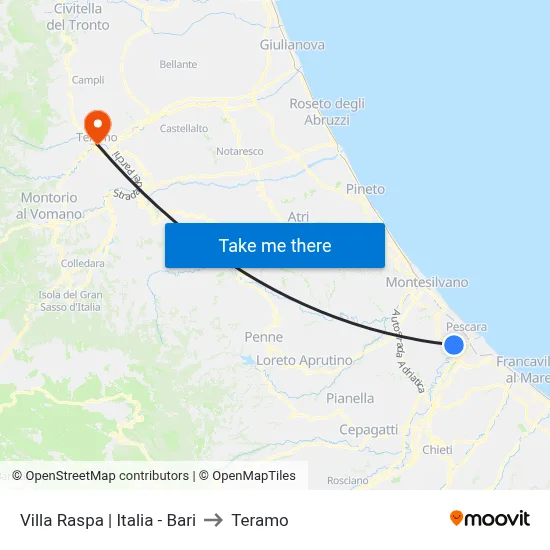 Villa Raspa | Italia - Bari to Teramo map