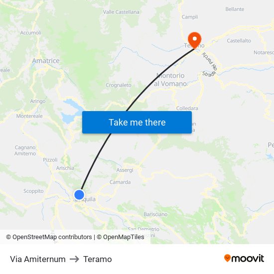Via Amiternum to Teramo map