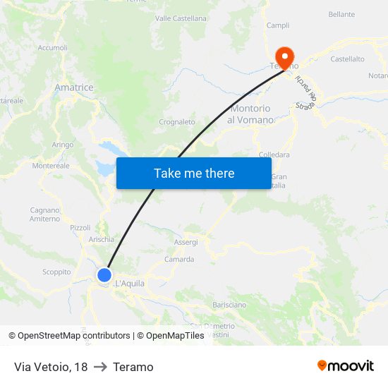 Via Vetoio, 18 to Teramo map