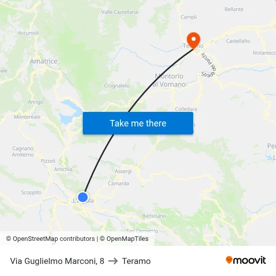 Guglielmo Marconi Street, 8 to Teramo map