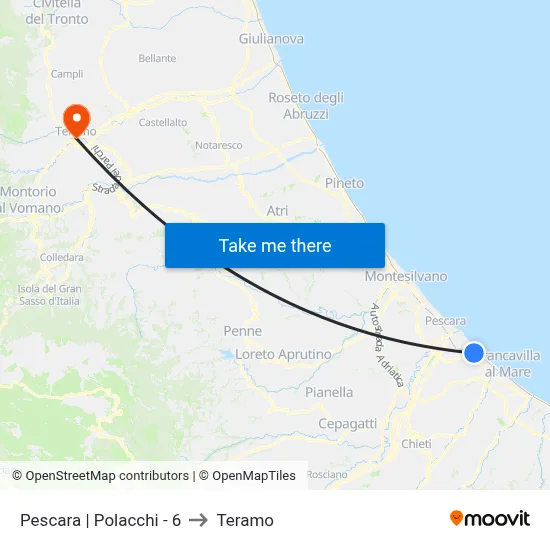Pescara | Polacchi - 6 to Teramo map