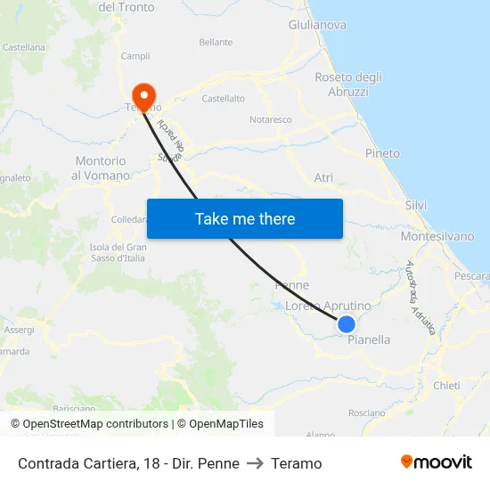 Cartiera District, 18 - Penne Direction to Teramo map