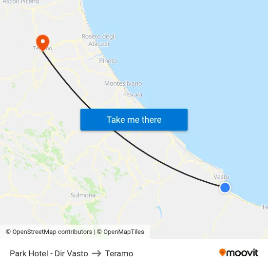 Park Hotel - Vasto Direction to Teramo map