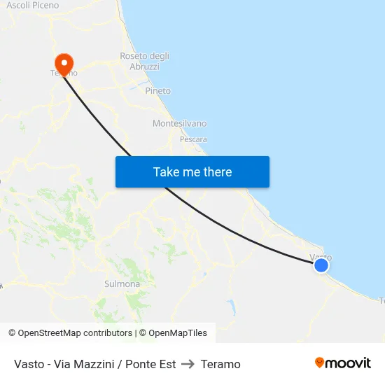 Vasto - Mazzini Street / East Bridge to Teramo map