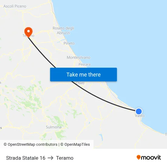State Road 16 to Teramo map