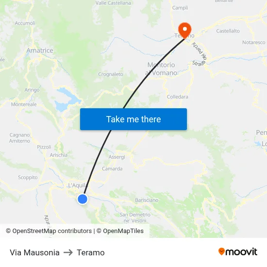 Via Mausonia to Teramo map