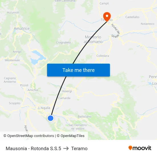 Mausonia - SS5 Roundabout to Teramo map