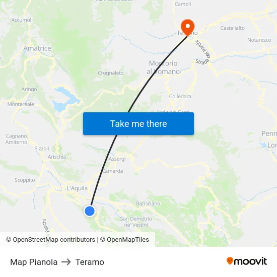 Map Pianola to Teramo map