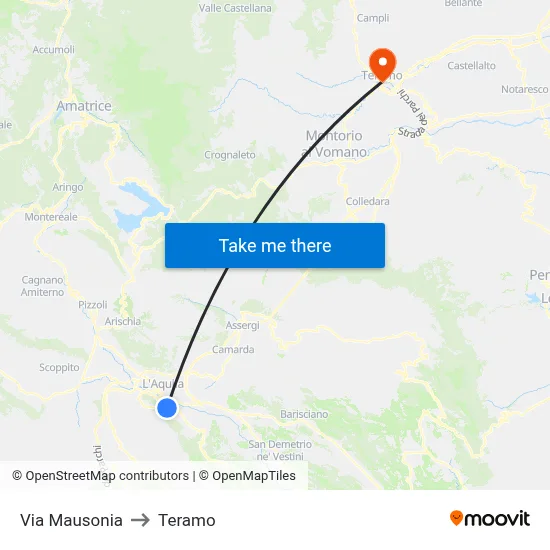 Mausonia Street to Teramo map