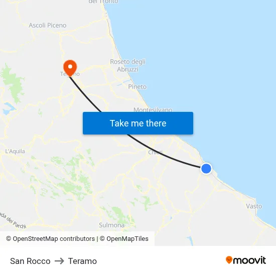 San Rocco to Teramo map