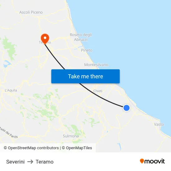 Severini to Teramo map