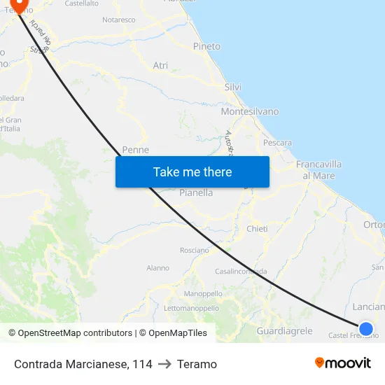 Marcianese District, 114 to Teramo map