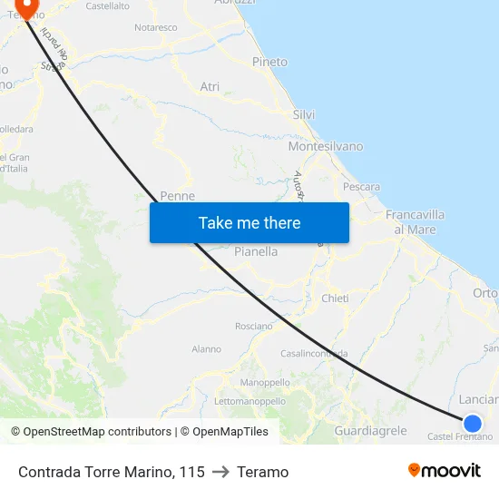 Contrada Torre Marino, 115 to Teramo map
