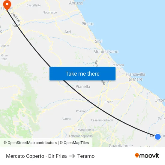 Covered Market - Frisa Direction to Teramo map