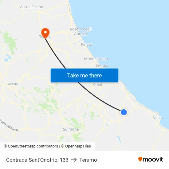 Sant'Onofrio District, 133 to Teramo map