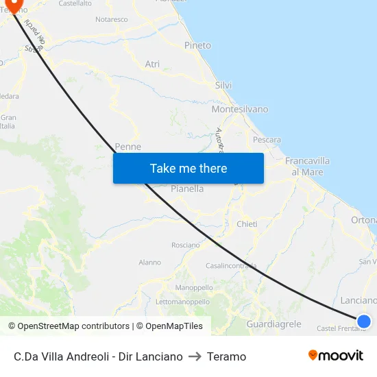 Villa Andreoli District - Lanciano Direction to Teramo map