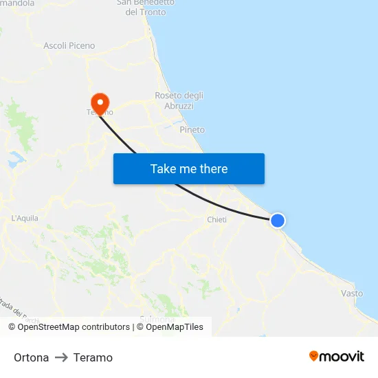 Ortona to Teramo map