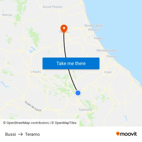 Bussi to Teramo map