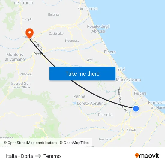 Italia - Doria to Teramo map