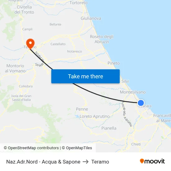 North Adriatic National - Acqua & Sapone to Teramo map