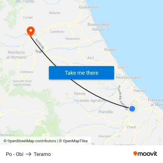 Po - Obi to Teramo map