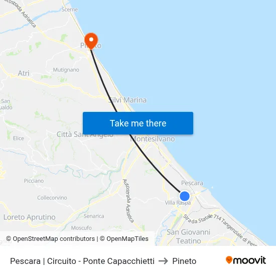 Pescara | Circuito - Ponte Capacchietti to Pineto map