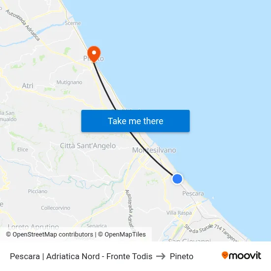 Pescara | Adriatica Nord - Fronte Todis to Pineto map
