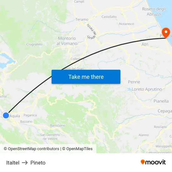 Italtel to Pineto map
