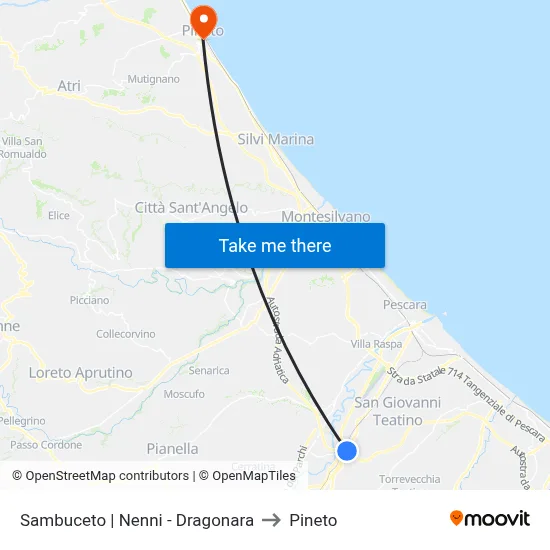 Sambuceto | Nenni - Dragonara to Pineto map
