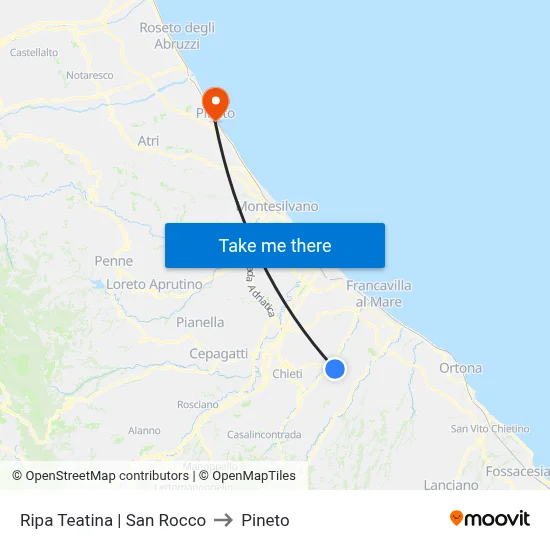 Ripa Teatina | San Rocco to Pineto map