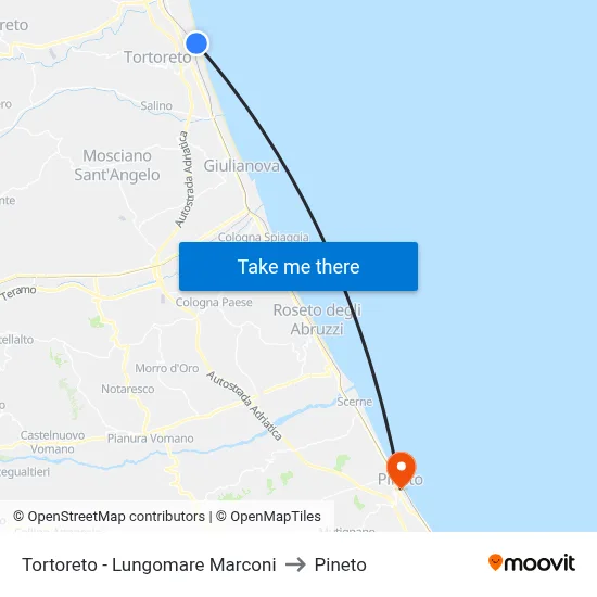 Tortoreto - Marconi Waterfront to Pineto map