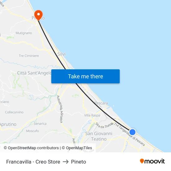 Francavilla - Creo Store to Pineto map