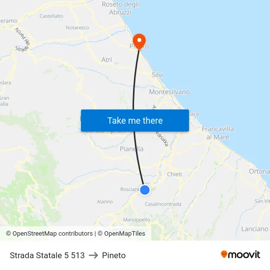 State Road 5 513 to Pineto map
