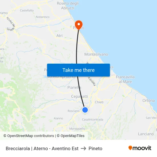 Brecciarola | Aterno - Aventino Est to Pineto map