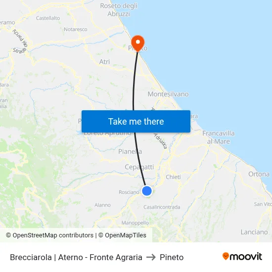Brecciarola | Aterno - Fronte Agraria to Pineto map