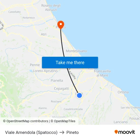Amendola Avenue (Spatocco) to Pineto map