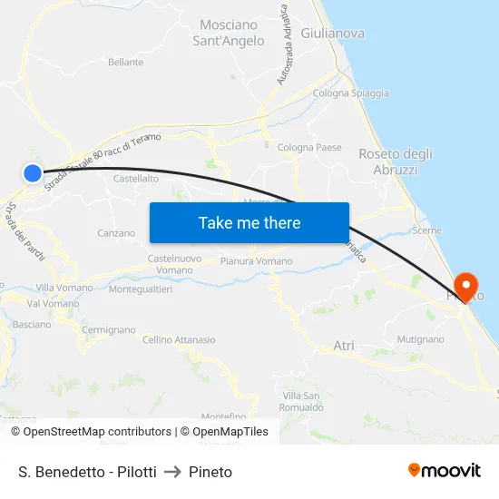 St. Benedict - Pilotti to Pineto map