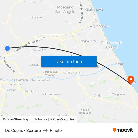 De Cupiis - Spataro to Pineto map