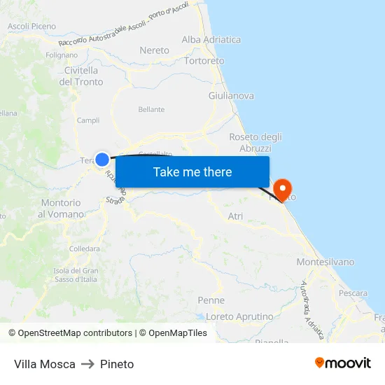 Villa Mosca to Pineto map