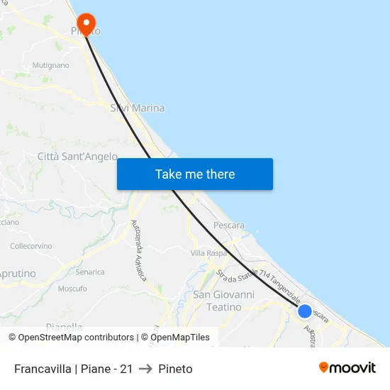 Francavilla | Piane - 21 to Pineto map