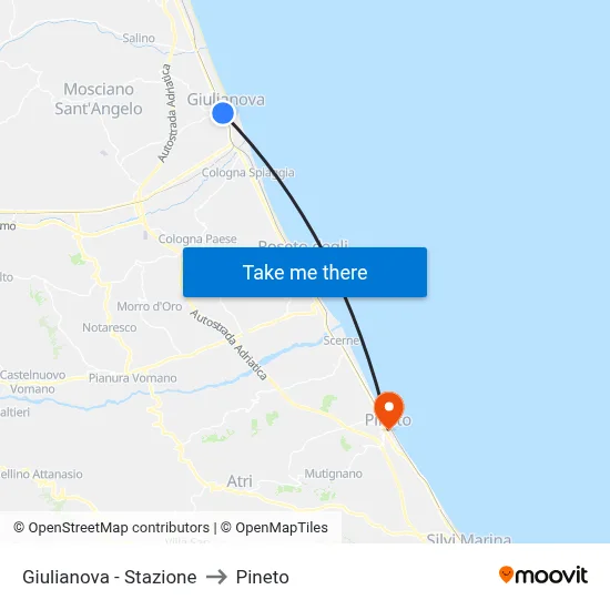 Giulianova - Station to Pineto map