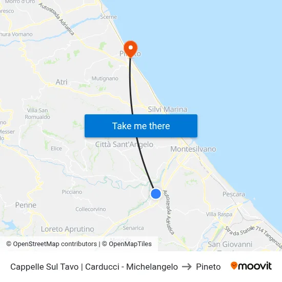 Cappelle Sul Tavo | Carducci - Michelangelo to Pineto map
