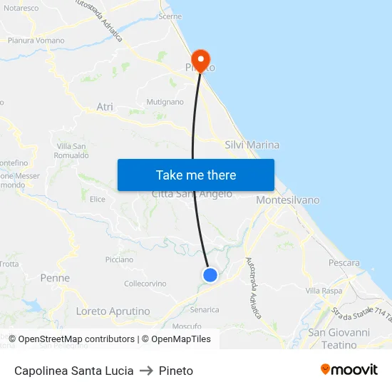 Santa Lucia Terminal to Pineto map