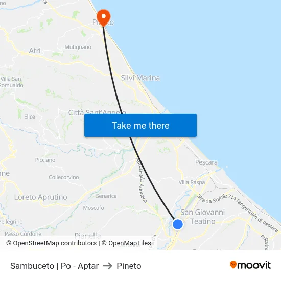 Sambuceto | Po - Aptar to Pineto map