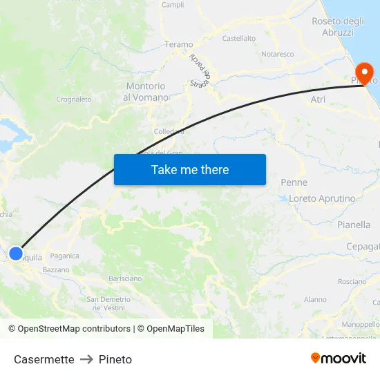 Casermette to Pineto map