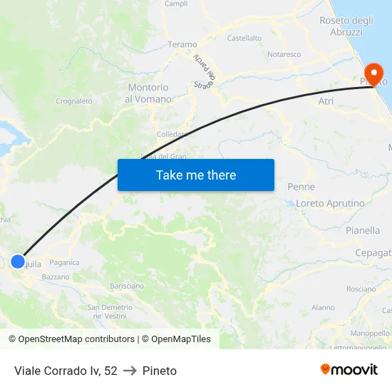 Corrado IV Avenue, 52 to Pineto map
